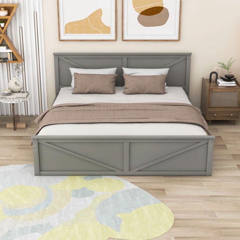 Furnishiaa Curvy Simple Wooden Bed With 4 Trolly - Furnishiaa -  -